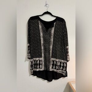 Lucky Brand Black and White Patterned Tunic